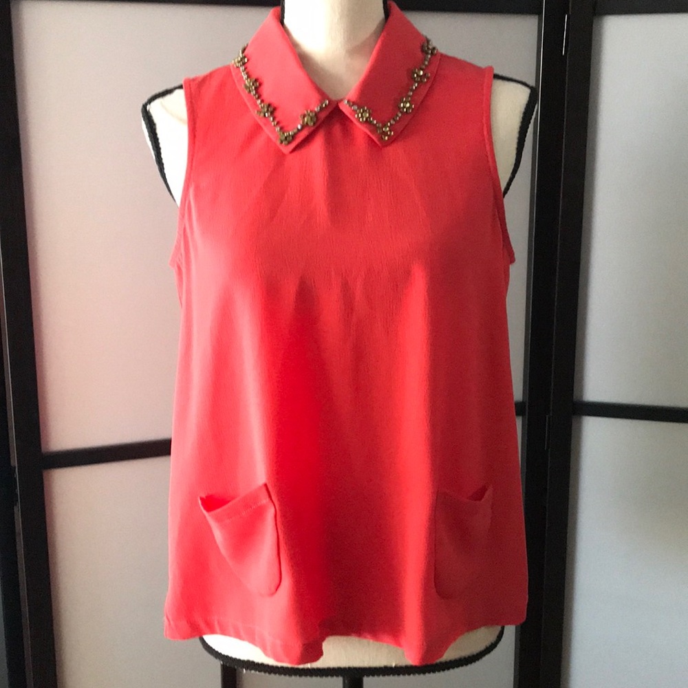 Coral blouse tank